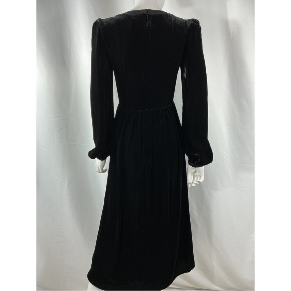 Saloni Camille Bow Velvet Midi Dress Black Embellished Size 2 NWT - Picture 6 of 9